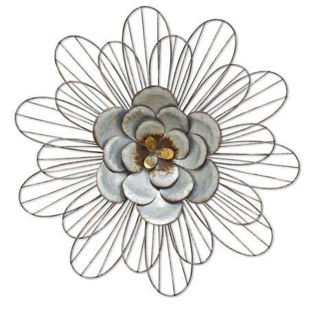 KD ESTANTERIA Galvanized Daisy Wall Decor, Silver KD2627073